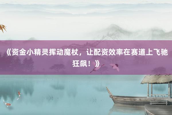 《资金小精灵挥动魔杖，让配资效率在赛道上飞驰狂飙！》