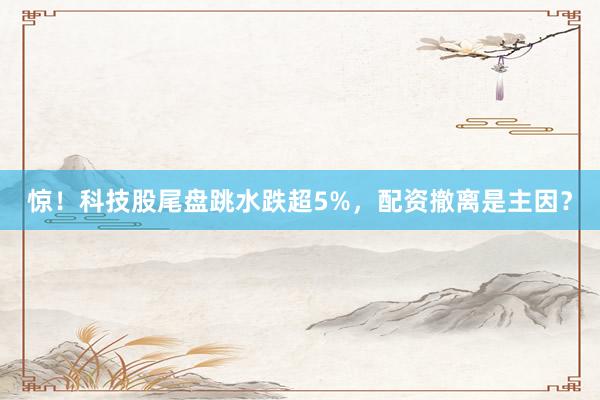 惊！科技股尾盘跳水跌超5%，配资撤离是主因？