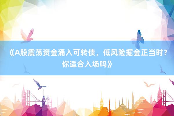 《A股震荡资金涌入可转债，低风险掘金正当时？你适合入场吗》