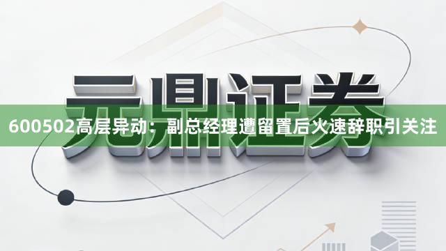 600502高层异动：副总经理遭留置后火速辞职引关注