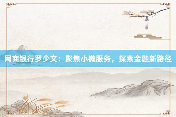 网商银行罗少文：聚焦小微服务，探索金融新路径