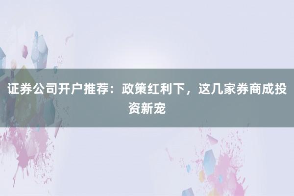 证券公司开户推荐：政策红利下，这几家券商成投资新宠