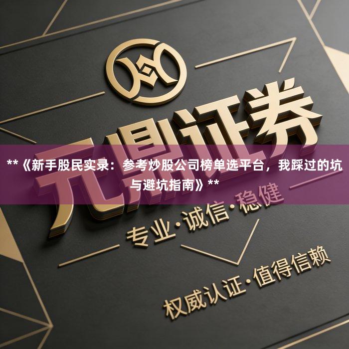 **《新手股民实录：参考炒股公司榜单选平台，我踩过的坑与避坑指南》**
