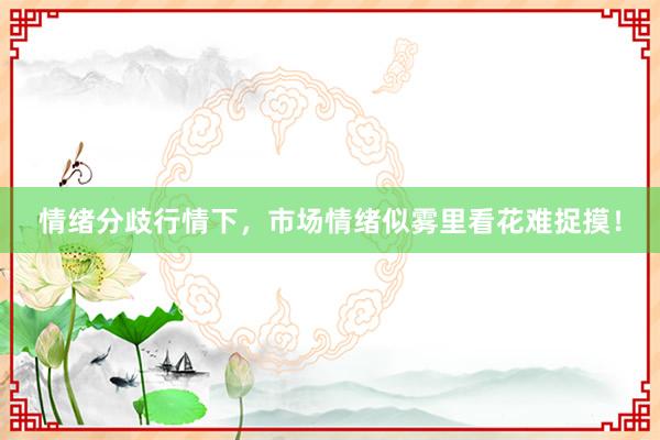 情绪分歧行情下，市场情绪似雾里看花难捉摸！