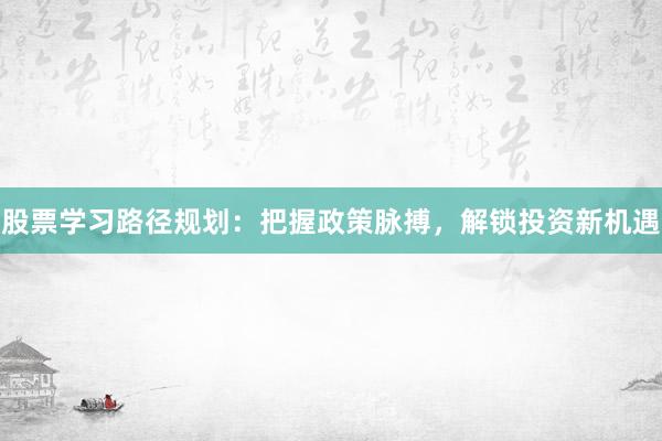 股票学习路径规划：把握政策脉搏，解锁投资新机遇